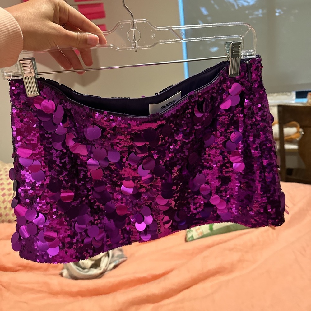Danielle Guizio Paillette Skirt Purple Size Small